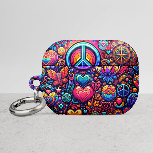 "Hippie Harmony: Custom Psychedelic Peace AirPods® Case" - AIBUYDESIGN