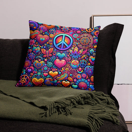 "Hippy Peace Psychedelic Dream: Cute Artsy Colorful Trippy Pillow Case" - AIBUYDESIGN