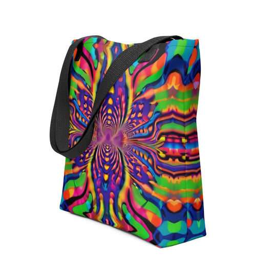 "Kaleidoscopic Journey: Retro Psychedelic Trippy Custom Tote Bag" - AIBUYDESIGN