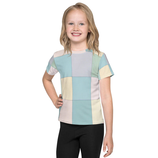 "Kids Beautiful Chic Artsy Pastel Colorblock Crew Neck T-Shirt - Stylish and Playful!" - AIBUYDESIGN