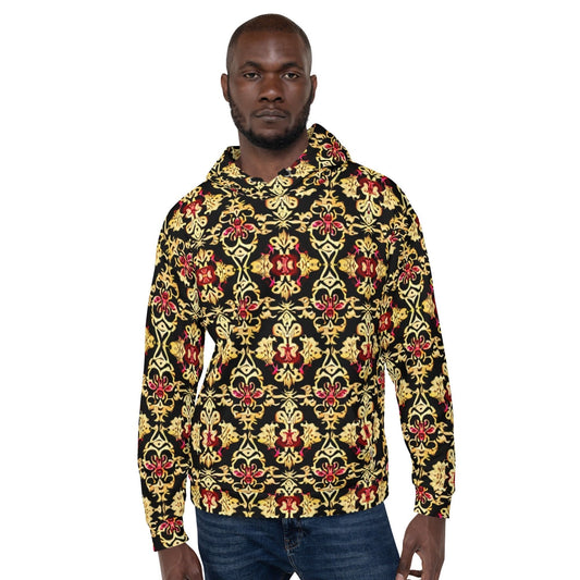 "Men's Vintage Regal Gold and Black Custom Hoodie - Elevate Your Style with Majestic Sophistication!" - AIBUYDESIGN