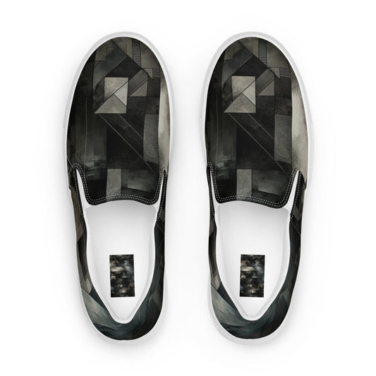 "Midnight Elegance: Men's Dark Modern Artistic Pattern Slip-On Canvas Shoes" - AIBUYDESIGN