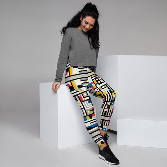 "Modern Artistry: Luxurious Colorful Contemporary Art Print Joggers for Women" - AIBUYDESIGN