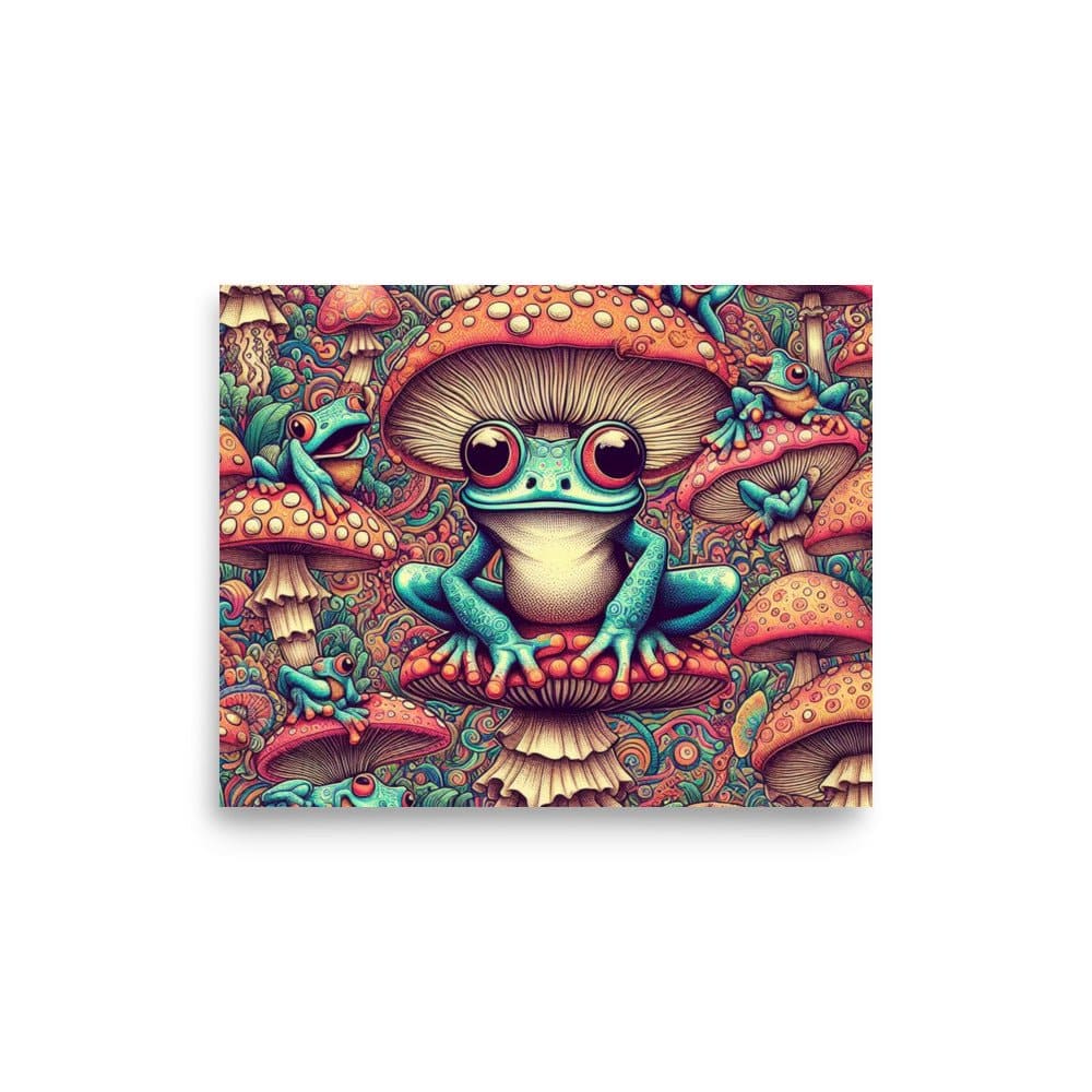 "Mystical Amphibian: Psychedelic Trippy Frog Mushroom Poster" - AIBUYDESIGN