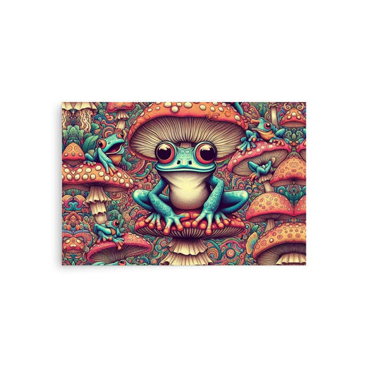 "Mystical Amphibian: Psychedelic Trippy Frog Mushroom Poster" - AIBUYDESIGN