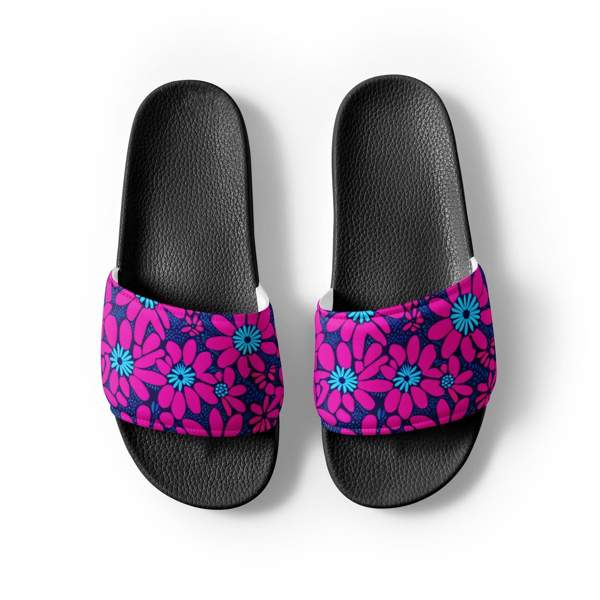 "Neon Floral Boho Vibes: Women's Cute Artsy Boho Neon Flowery Print Slides" - AIBUYDESIGN