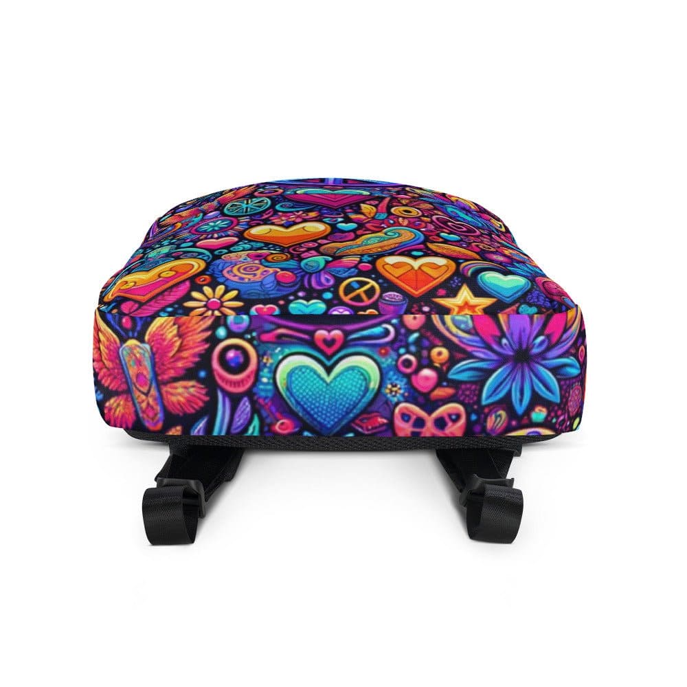 "Neon Peace Parade: Cute Trippy Colorful Boho Chic Backpack" - AIBUYDESIGN