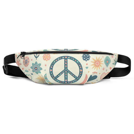 "Pastel Peace Parade: Hippy Peace Sign Art Custom Fanny Pack" - AIBUYDESIGN