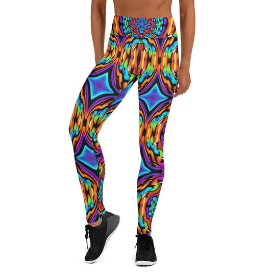 "Psychedelic Dreams: Women's Custom Retro Trippy Pattern Yoga Pants - Vibrant and Funky Design" - AIBUYDESIGN