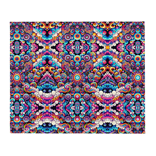 "Psychedelic Dreamscape: Cute Artsy Colorful Trippy Psychedelic Print Throw Blanket" - AIBUYDESIGN