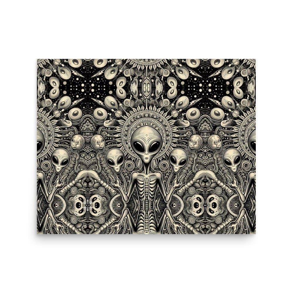 "Psychedelic Encounter: Trippy Alien Poster" - AIBUYDESIGN