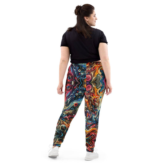 "Psychedelic Palette: Luxurious Colorful Trippy Modern Art Print Joggers for Women" - AIBUYDESIGN