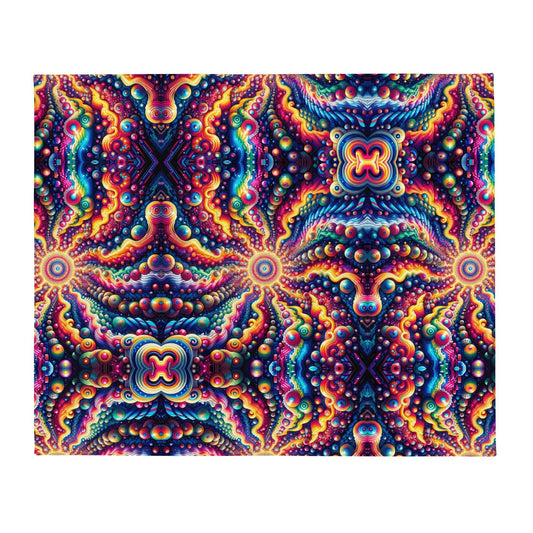"Psychedelic Wonderland: Cute Artsy Colorful Trippy Psychedelic Print Throw Blanket" - AIBUYDESIGN