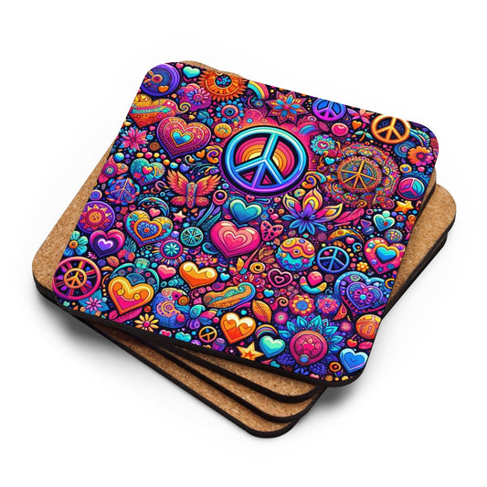 "Rainbow Dreamscape: Cute Artsy Retro Vintage Colorful Hippy Rainbow Print Drink Coaster" - AIBUYDESIGN