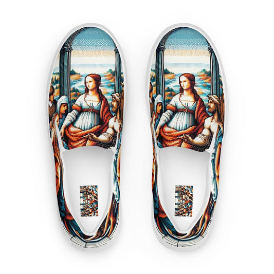 "Renaissance Remix: Men's Pixelized 8-Bit Artistic Pattern Slip-On Canvas Shoes" - AIBUYDESIGN