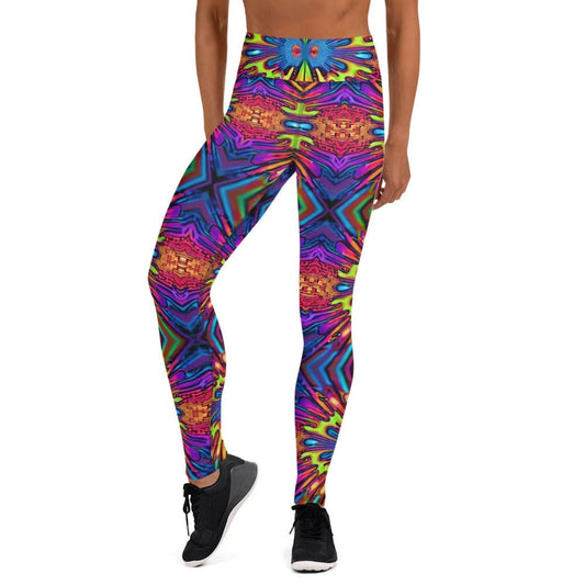 "Retro Psychedelic Custom Trippy Pattern Yoga Pants for Women: Groovy and Cute Designs" - AIBUYDESIGN