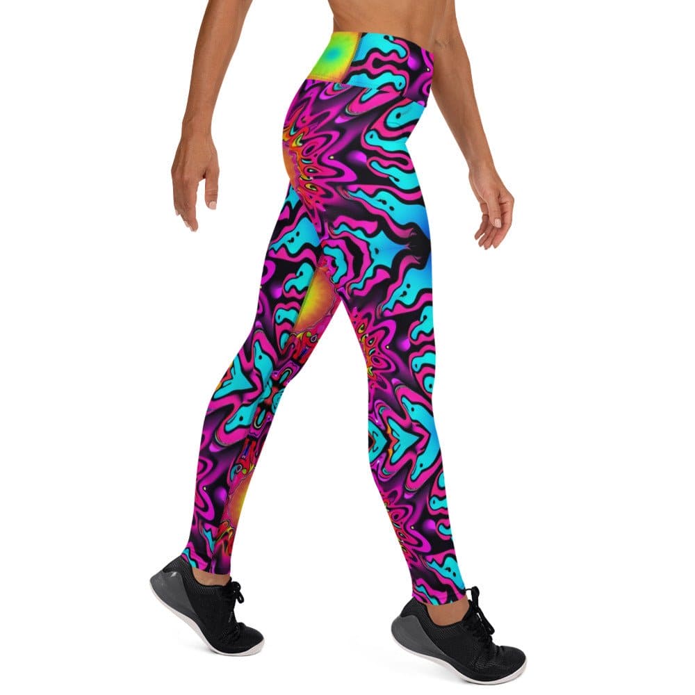"Retro Psychedelic Vibes: Women's Custom Trippy Pattern Yoga Pants - Groovy and Funky Design" - AIBUYDESIGN