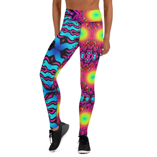 "Retro Psychedelic Vibes: Women's Custom Trippy Pattern Yoga Pants - Groovy and Funky Design" - AIBUYDESIGN