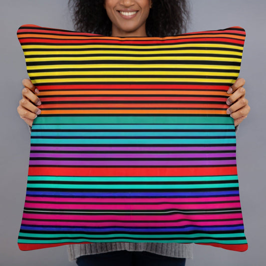 "Retro Revival: Cute Artsy Colorful 70s/80s Throwback Print Pillow for a Nostalgic Vibe" - AIBUYDESIGN