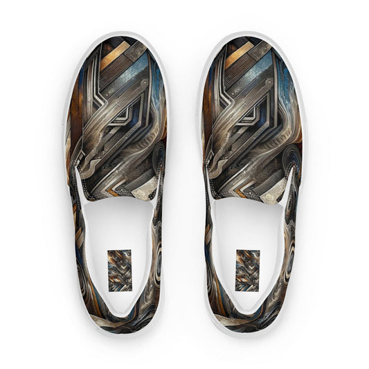 "Rustic Artistry: Men's Modern Artistic Pattern Slip-On Canvas Shoes" - AIBUYDESIGN