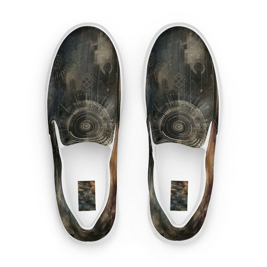 "Rustic Urban Artistry: Men's Modern Artistic Pattern Slip-On Canvas Shoes" - AIBUYDESIGN