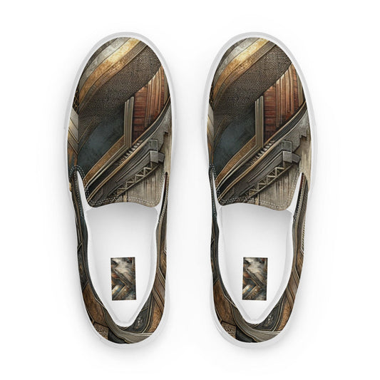"Rustic Urban Elegance: Men's Modern Artistic Pattern Slip-On Canvas Shoes" - AIBUYDESIGN