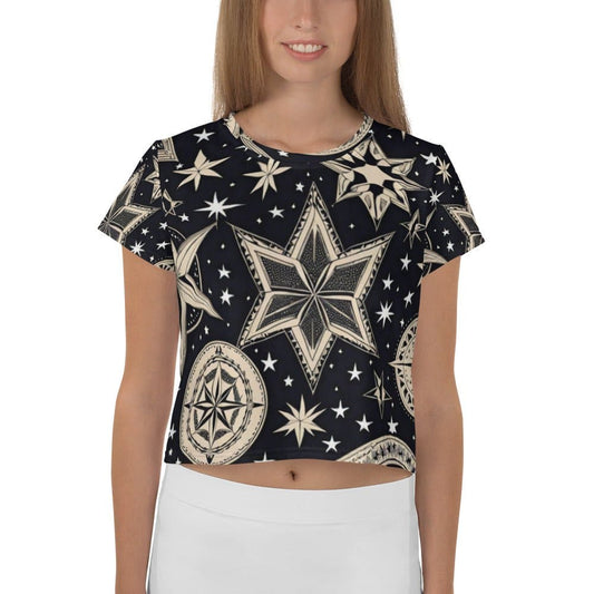 "Starry Night Dreams: Women's Beautiful Chic Artsy Crop Top" - AIBUYDESIGN