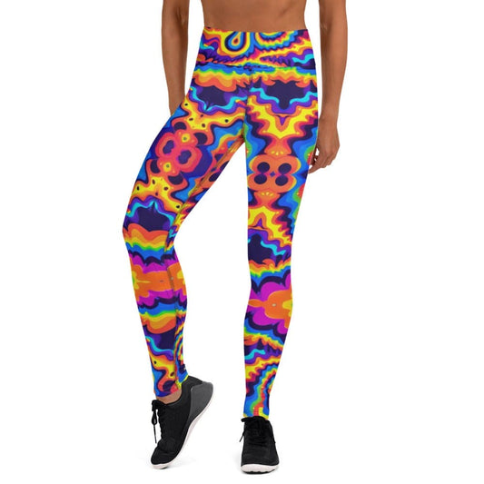 "Step Back in Time: Women's Psychedelic Retro Custom Yoga Pants - Groovy Vibes Await!" - AIBUYDESIGN