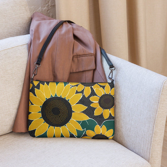 "Sunflower Dreams: Cute Artsy Boho Modern Sunflower Print Crossbody Bag" - AIBUYDESIGN