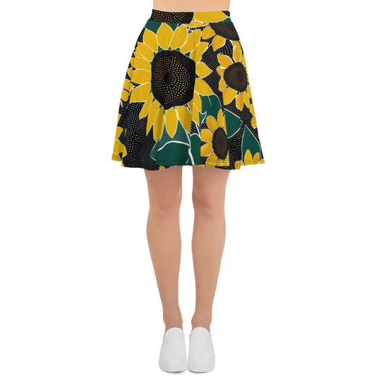 "Sunflower Serenade: Vintage Luxe - Cute Artsy Skater Skirt for Women" - AIBUYDESIGN