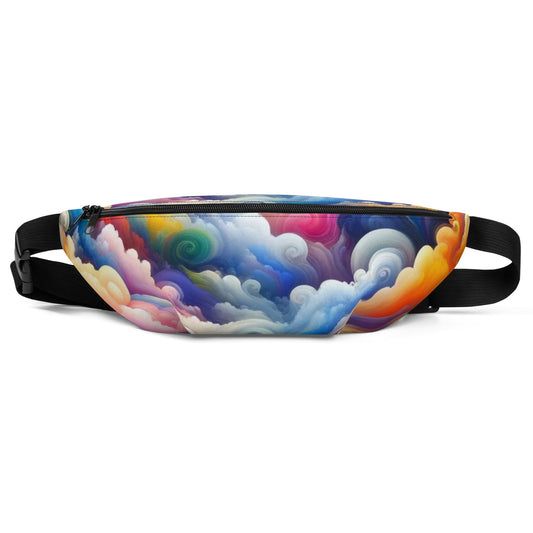 "Swirling Skies: Retro Trippy Colorful Clouds Custom Fanny Pack" - AIBUYDESIGN