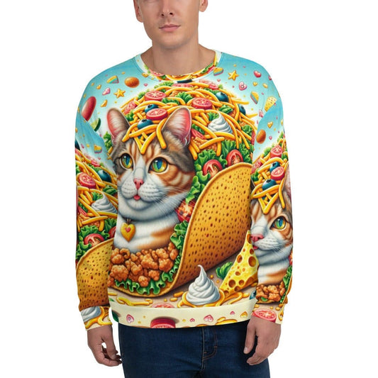 "Taco Cat Fusion: Men's Funny Tacocat Pattern Long-Sleeved Sweatshirt" - AIBUYDESIGN