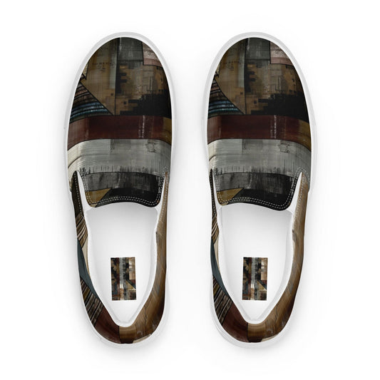 "Urban Artistry: Men's Rustic Modern Artistic Pattern Slip-On Canvas Shoes" - AIBUYDESIGN
