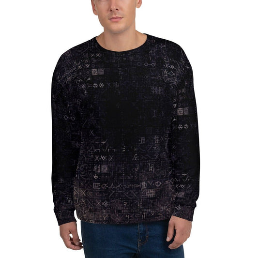 "Urban Noir: Men's Abstract Dark Modern Artistic Pattern Long-Sleeved Sweatshirt" - AIBUYDESIGN