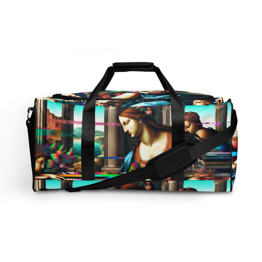 "Vibrant Renaissance Glitch: Colorful Artistic Duffle Bag" - AIBUYDESIGN