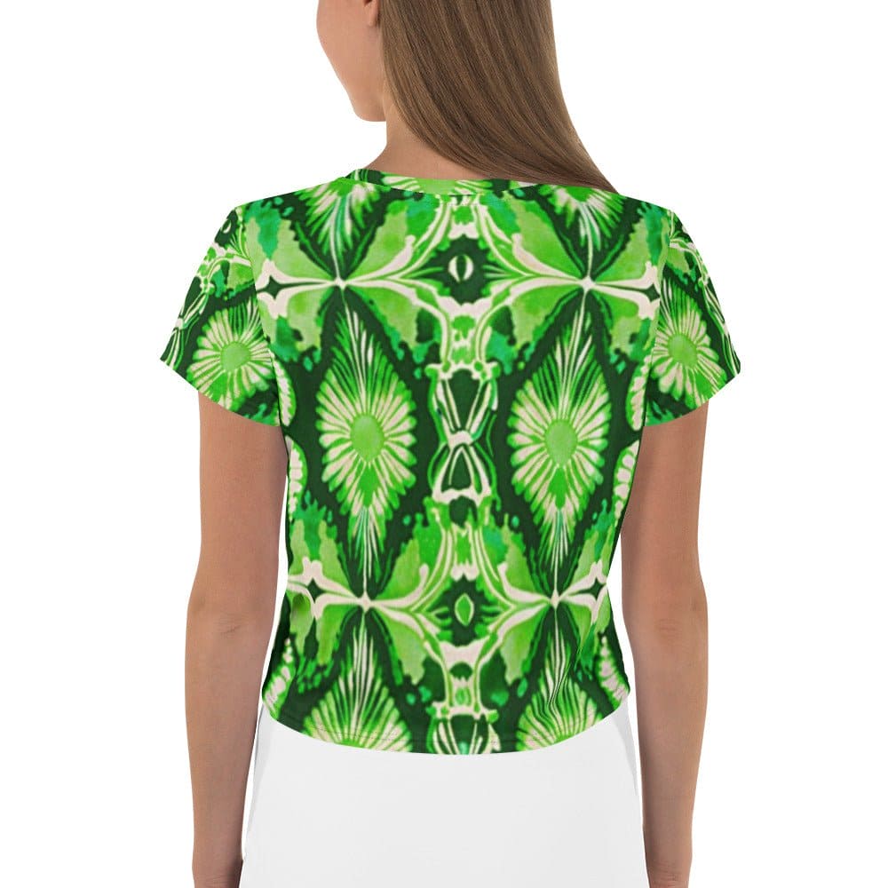 "Womens Beautiful Chic Artsy Green Tie Dye Crop Top - Embrace Bohemian Vibes with this Vibrant Piece!" - AIBUYDESIGN