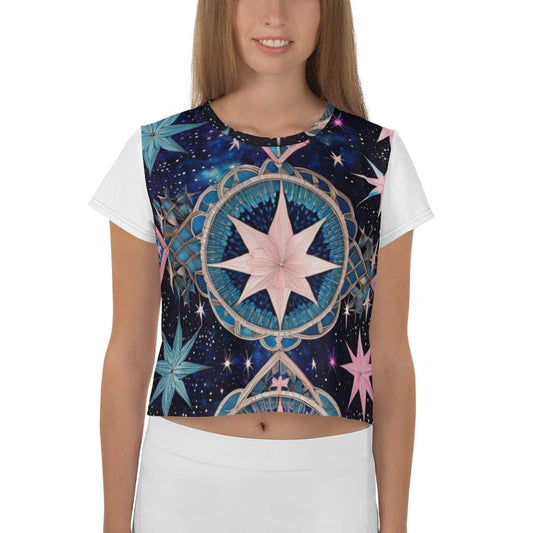 "Womens Beautiful Chic Artsy Starry Constellation Crop Top - Embrace Celestial Vibes with Stellar Style!" - AIBUYDESIGN